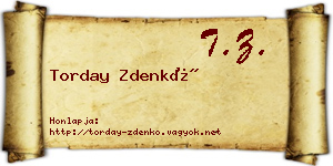 Torday Zdenkó névjegykártya